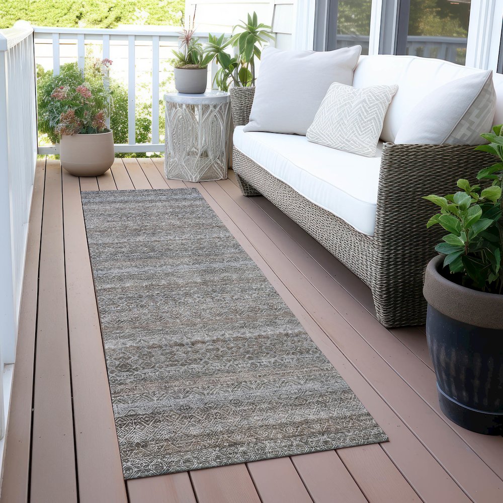 Machine Washable Indoor/Outdoor Chantille ACN2105 Brown 2'3" x 7'6" Runner Rug. Picture 6