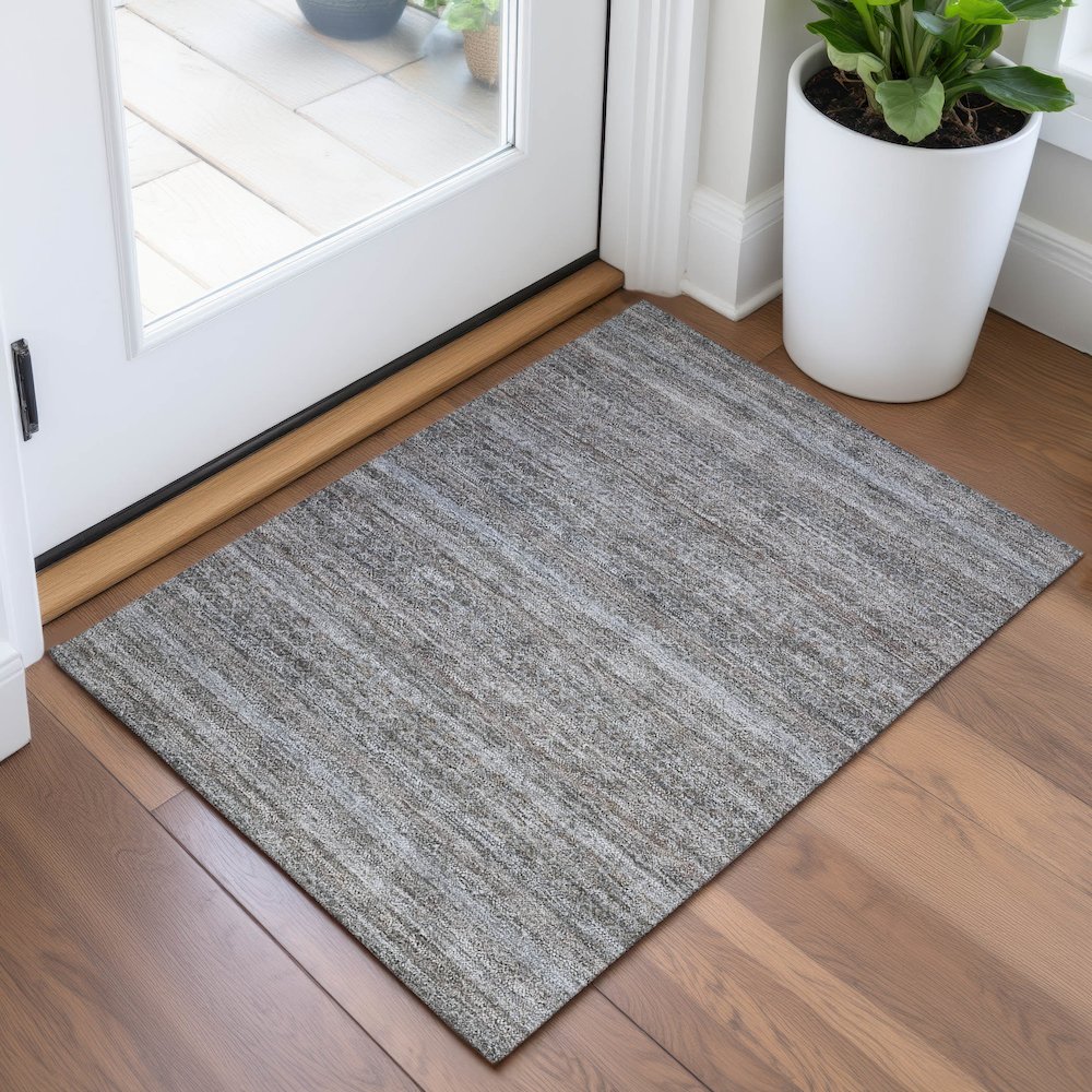 Machine Washable Indoor/Outdoor Chantille ACN2105 Brown 1'8" x 2'6" Rug. Picture 5