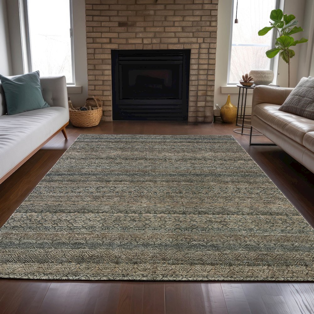 Machine Washable Indoor/Outdoor Chantille ACN2105 Chocolate 2'6" x 3'10" Rug. Picture 6