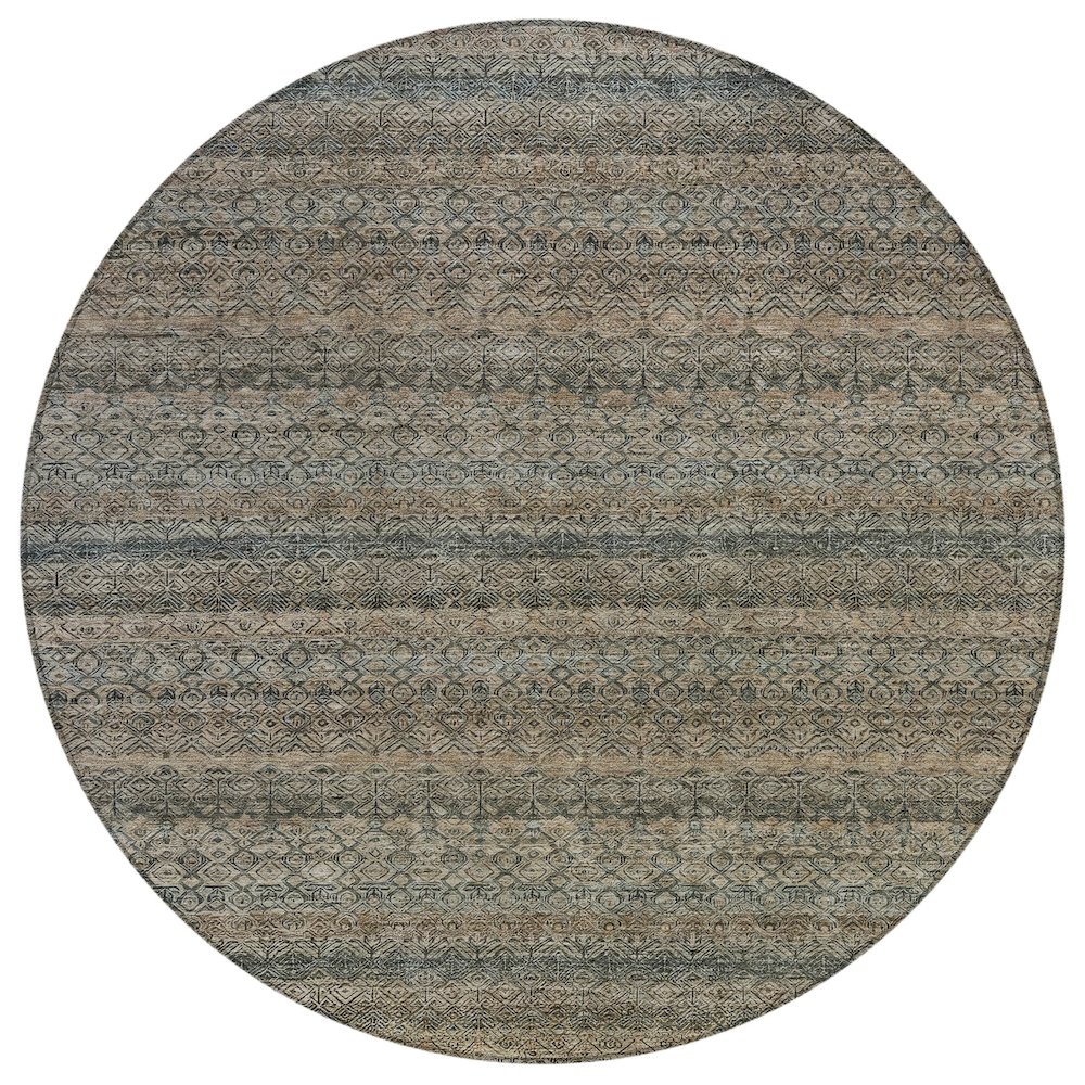 Machine Washable Indoor/Outdoor Chantille ACN2105 Chocolate 8' x 8' Round Rug. Picture 1