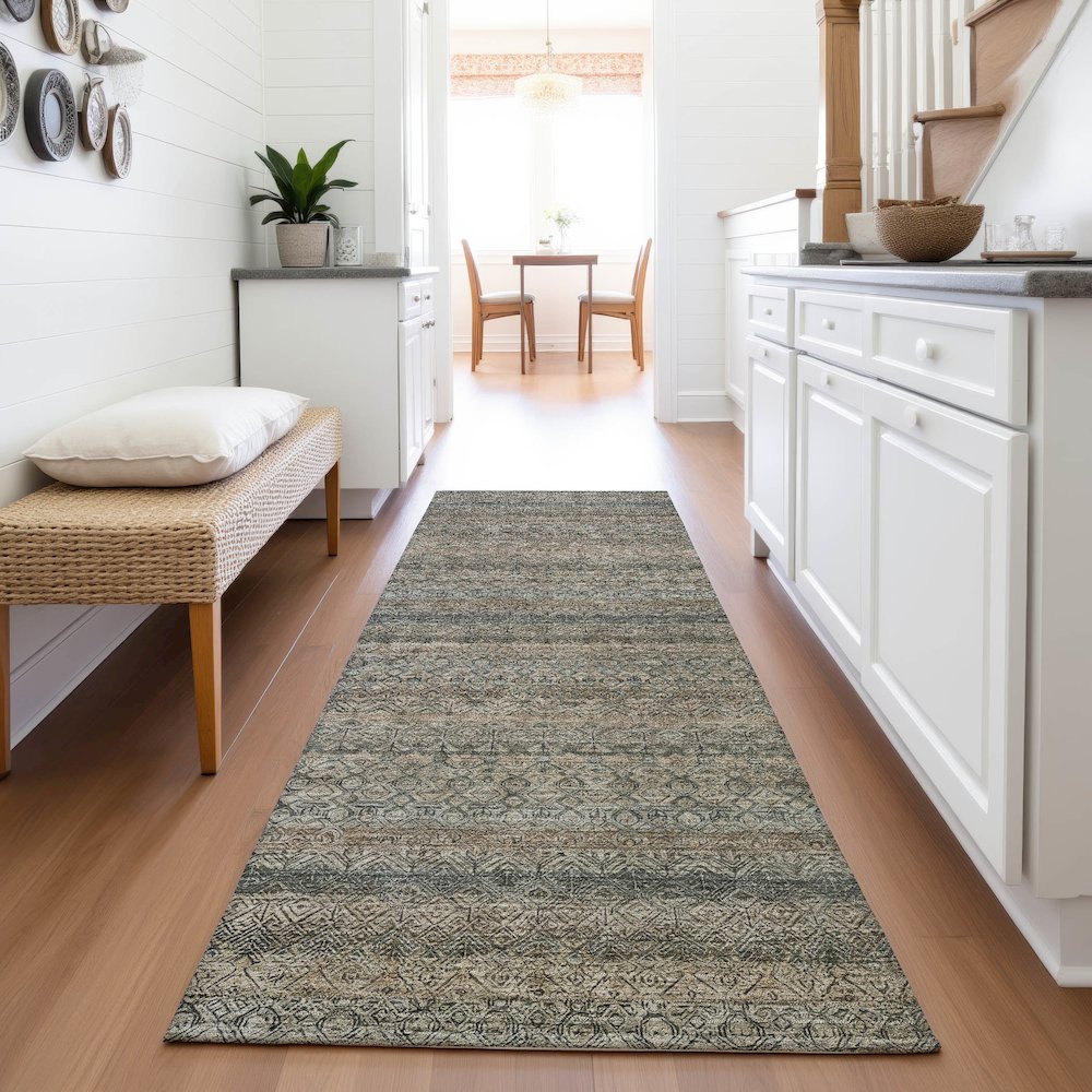 Machine Washable Indoor/Outdoor Chantille ACN2105 Chocolate 2'3"x7'6" Runner Rug. Picture 5