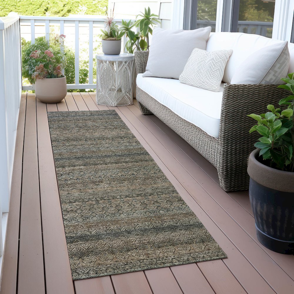 Machine Washable Indoor/Outdoor Chantille ACN2105 Chocolate 2'3"x7'6" Runner Rug. Picture 6