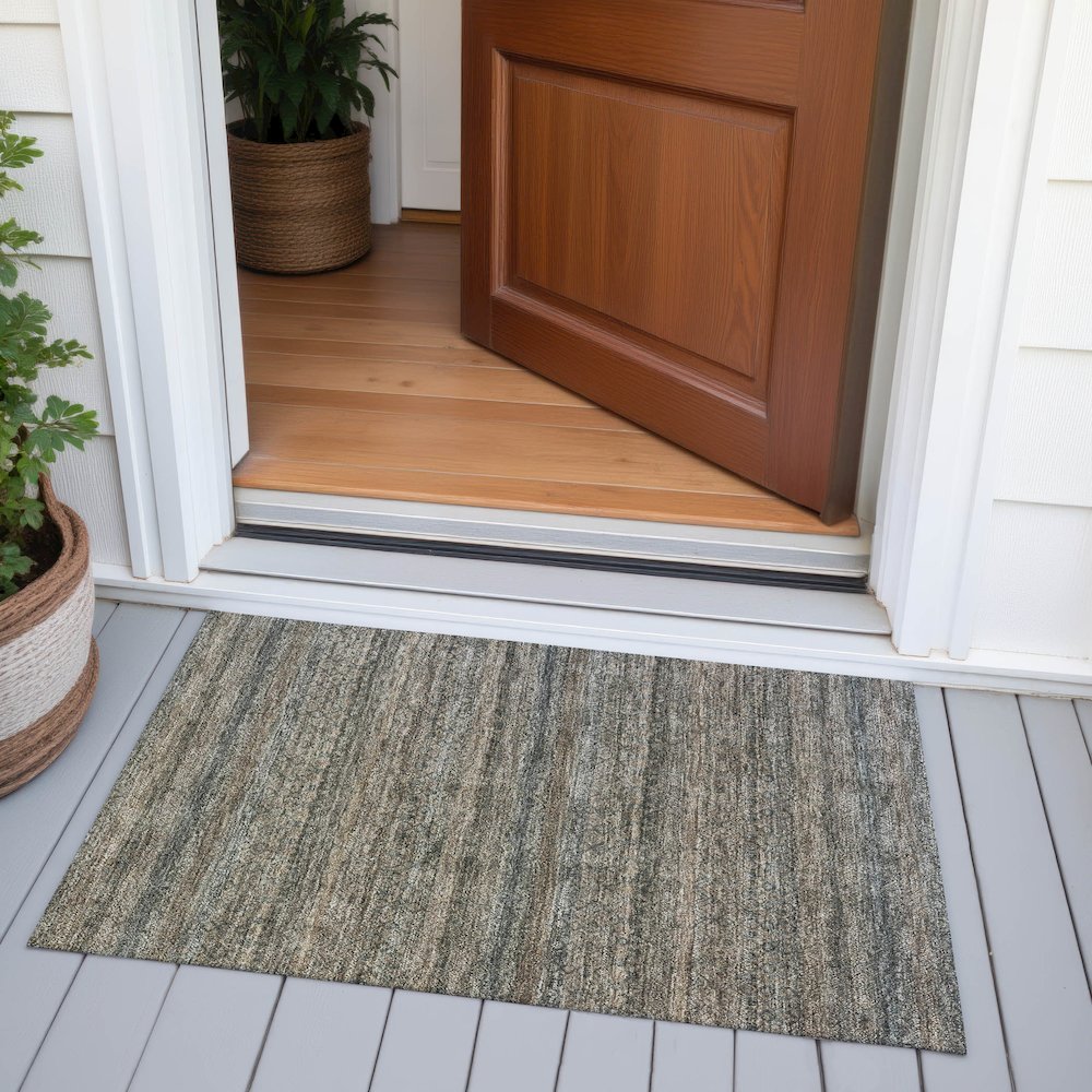 Machine Washable Indoor/Outdoor Chantille ACN2105 Chocolate 1'8" x 2'6" Rug. Picture 6