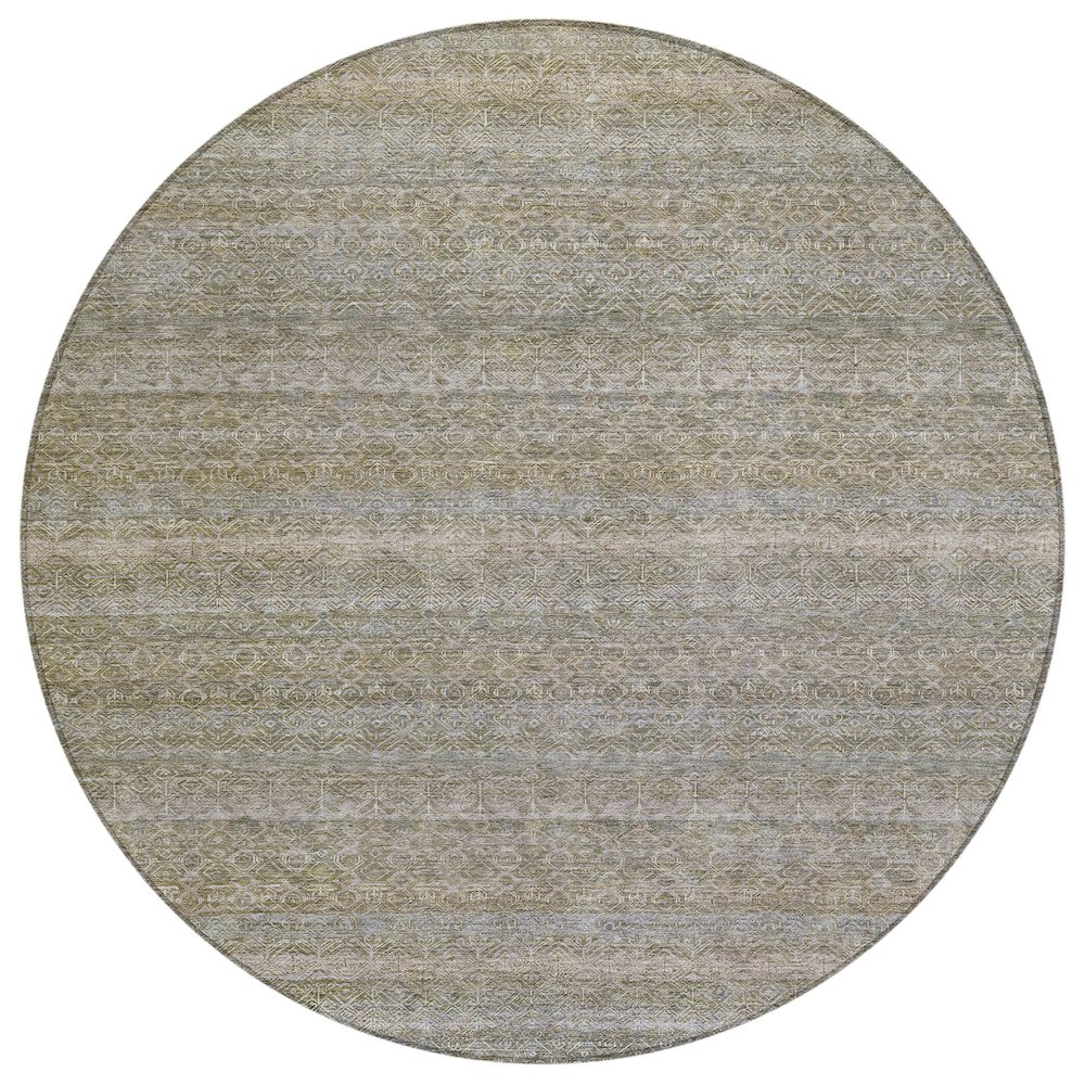 Machine Washable Indoor/Outdoor Chantille ACN2105 Khaki 8' x 8' Round Rug. Picture 1