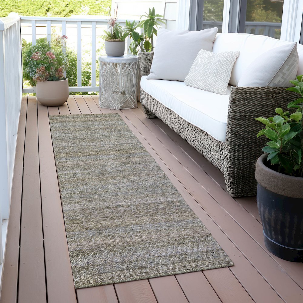 Machine Washable Indoor/Outdoor Chantille ACN2105 Khaki 2'3" x 7'6" Runner Rug. Picture 6