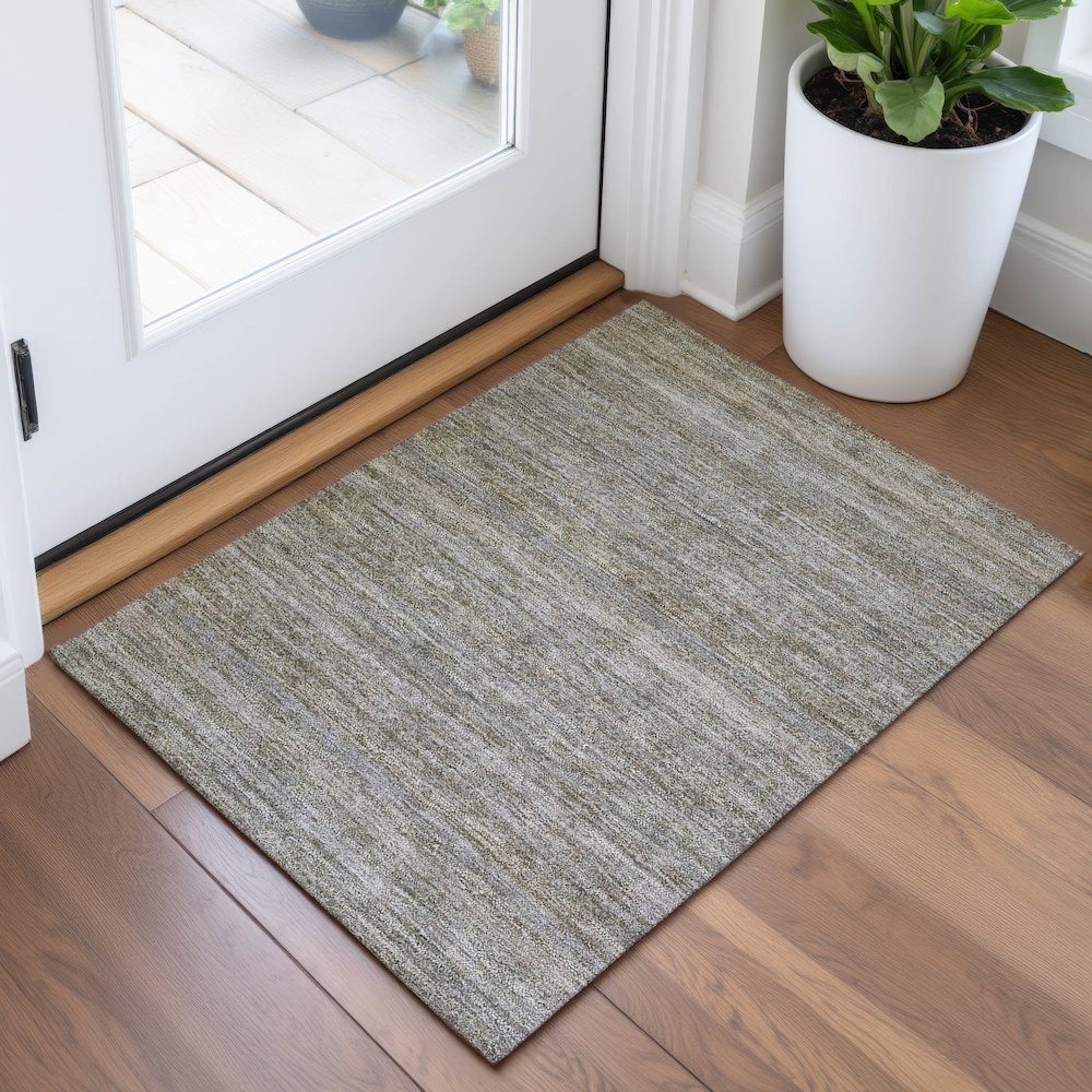 Machine Washable Indoor/Outdoor Chantille ACN2105 Khaki 1'8" x 2'6" Rug. Picture 5