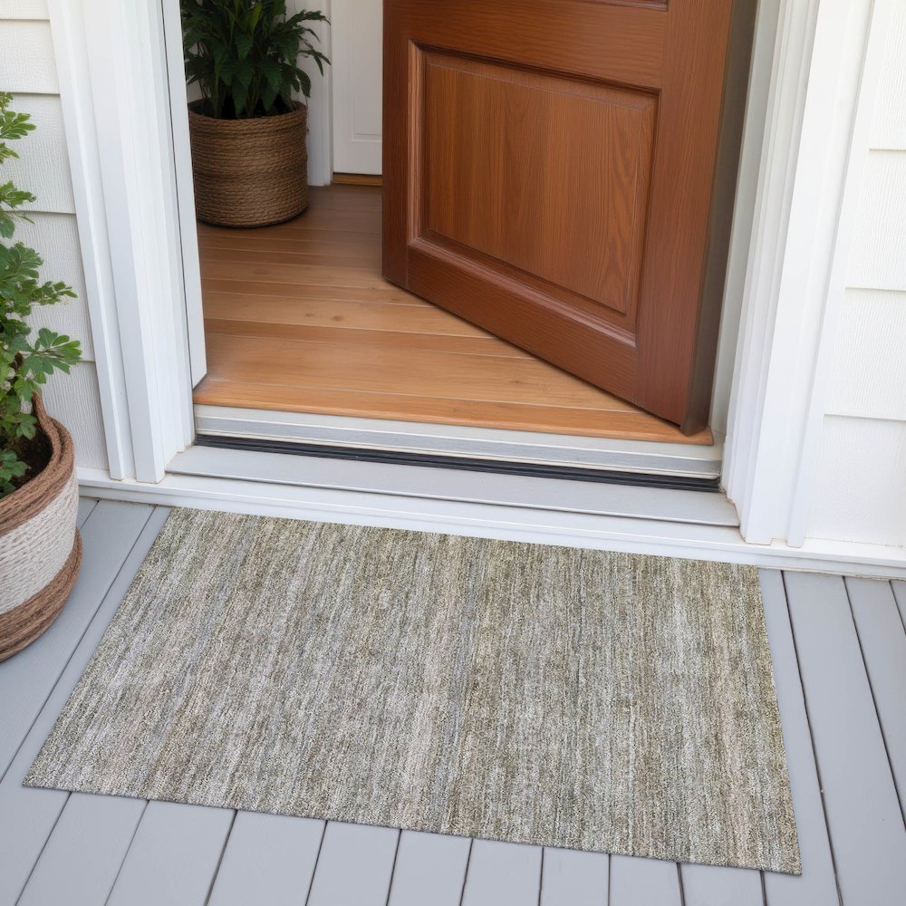 Machine Washable Indoor/Outdoor Chantille ACN2105 Khaki 1'8" x 2'6" Rug. Picture 6