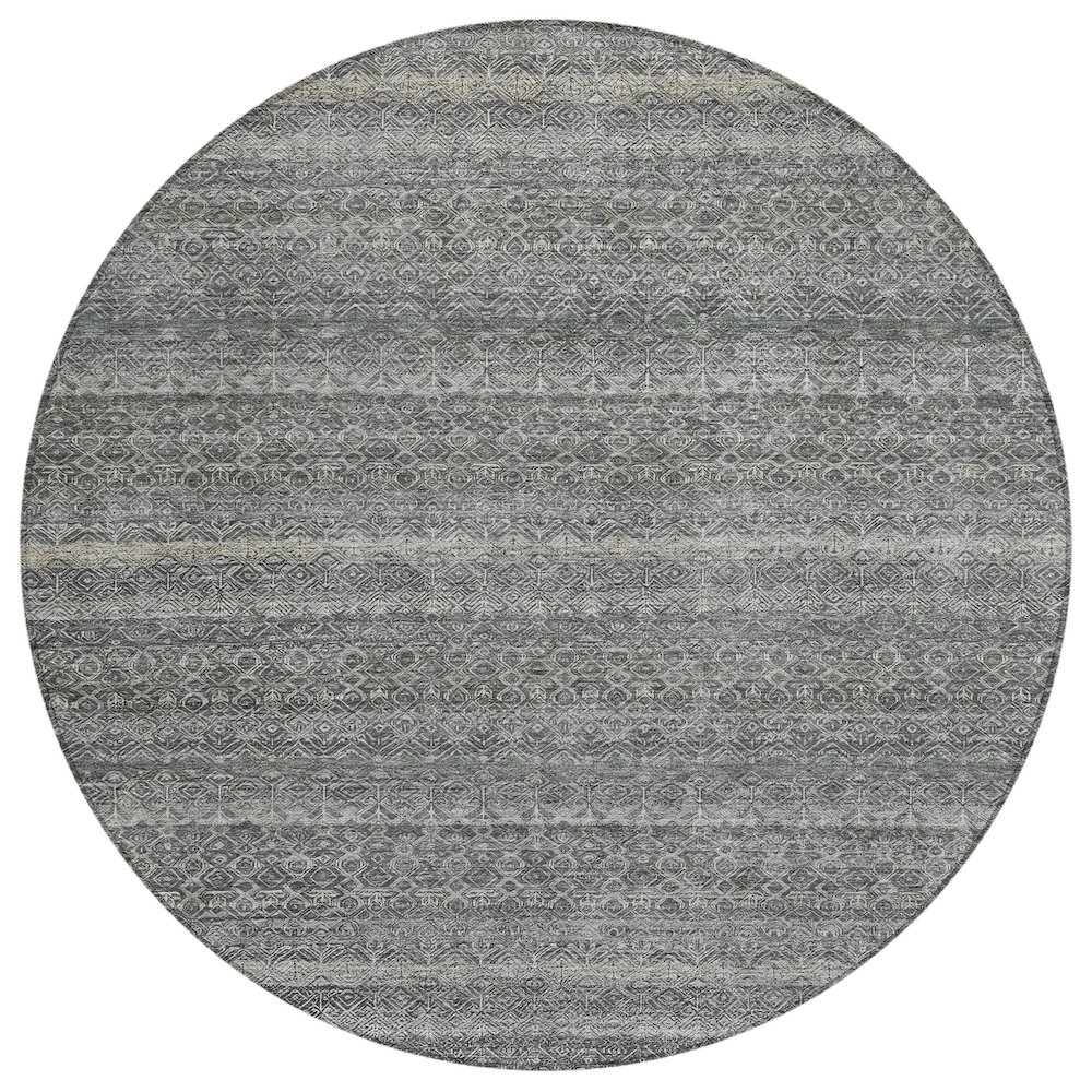 Machine Washable Indoor/Outdoor Chantille ACN2105 Pewter 8' x 8' Round Rug. Picture 1