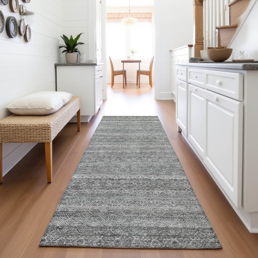 Machine Washable Indoor/Outdoor Chantille ACN2105 Pewter 2'3" x 7'6" Runner Rug. Picture 5