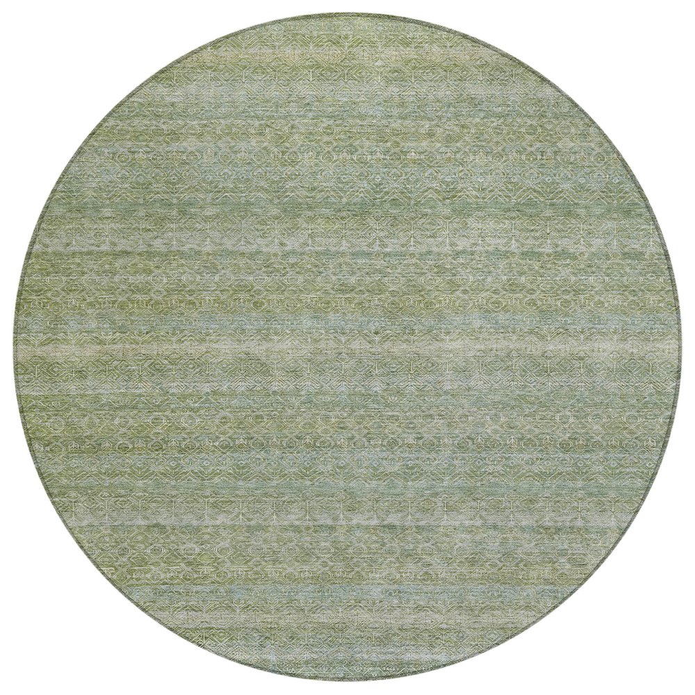 Machine Washable Indoor/Outdoor Chantille ACN2105 Sage 8' x 8' Round Rug. Picture 1