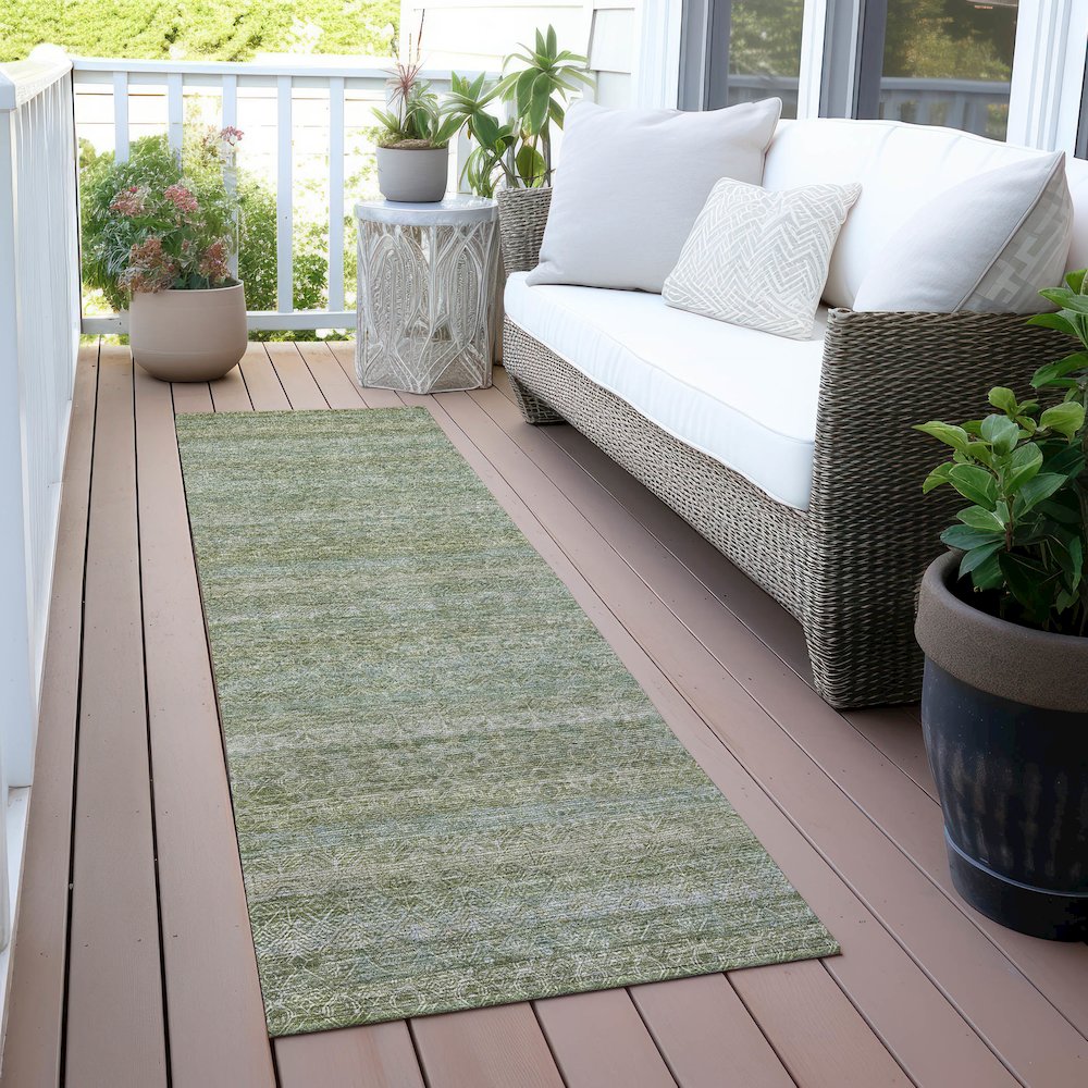 Machine Washable Indoor/Outdoor Chantille ACN2105 Sage 2'3" x 7'6" Runner Rug. Picture 6