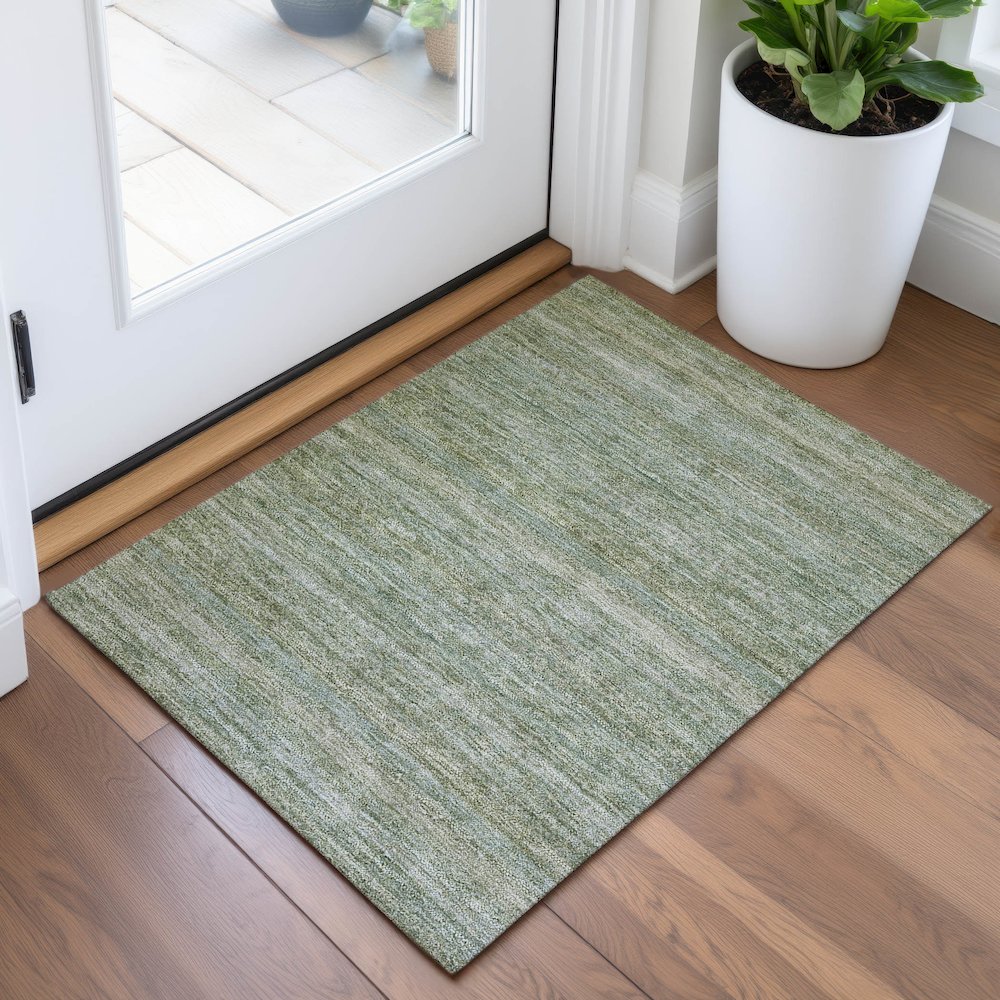 Machine Washable Indoor/Outdoor Chantille ACN2105 Sage 1'8" x 2'6" Rug. Picture 5