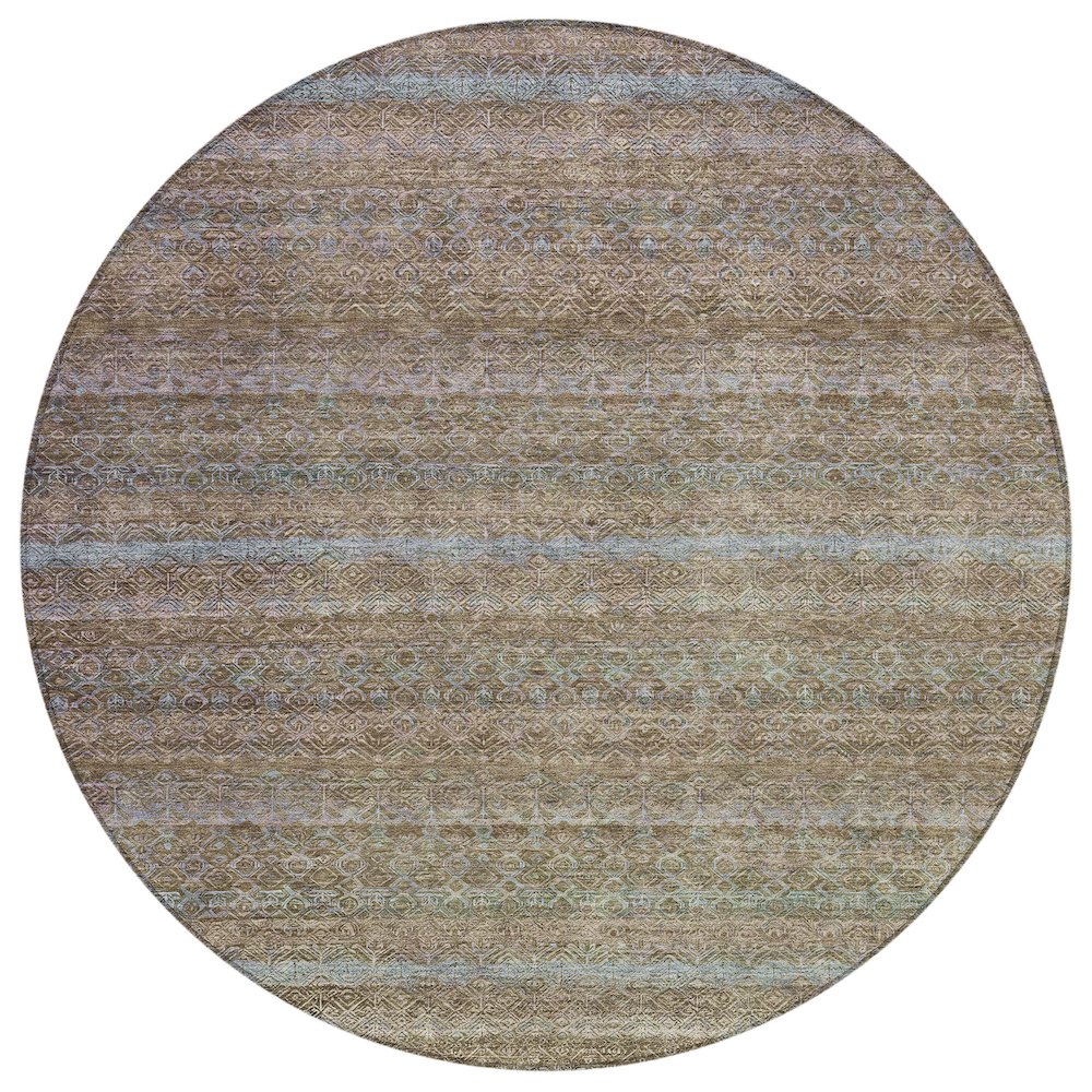 Machine Washable Indoor/Outdoor Chantille ACN2106 Brown 8' x 8' Round Rug. Picture 1