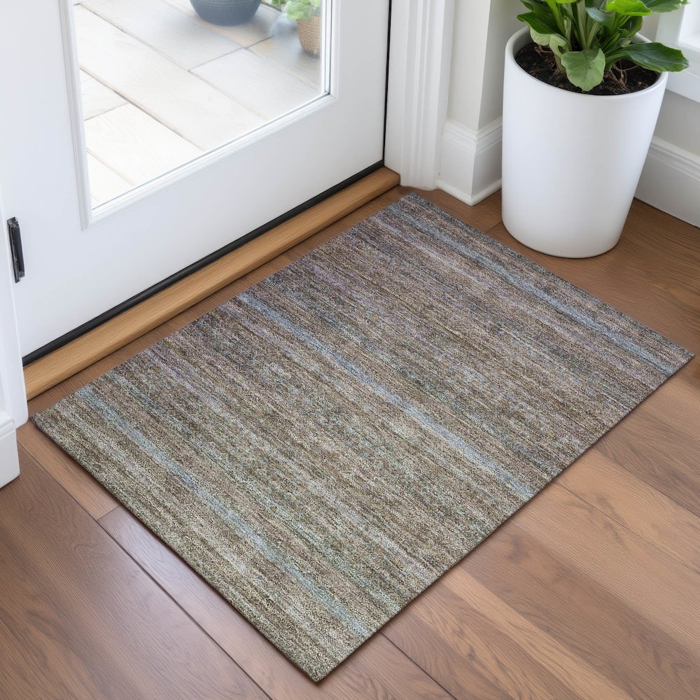 Machine Washable Indoor/Outdoor Chantille ACN2106 Brown 1'8" x 2'6" Rug. Picture 5