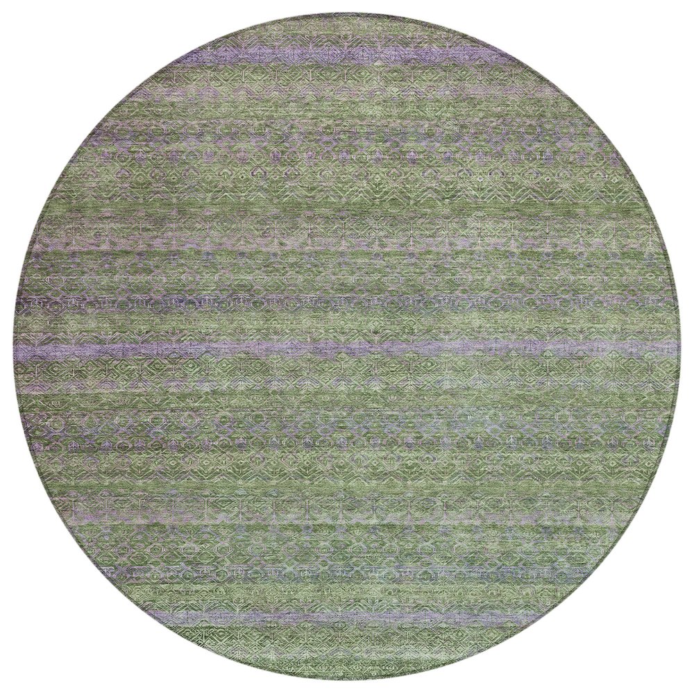 Machine Washable Indoor/Outdoor Chantille ACN2106 Olive 8' x 8' Round Rug. Picture 1