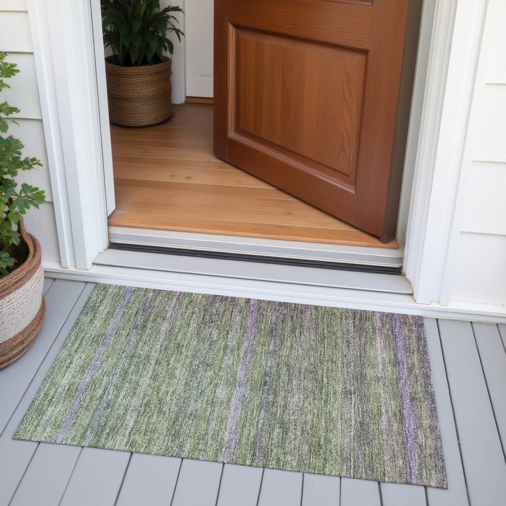 Machine Washable Indoor/Outdoor Chantille ACN2106 Olive 1'8" x 2'6" Rug. Picture 6