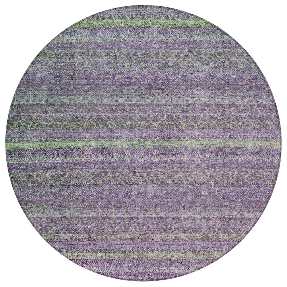 Machine Washable Indoor/Outdoor Chantille ACN2106 Purple 8' x 8' Round Rug. Picture 1