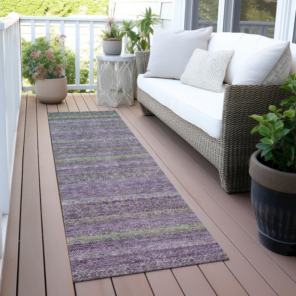 Machine Washable Indoor/Outdoor Chantille ACN2106 Purple 2'3" x 7'6" Runner Rug. Picture 6