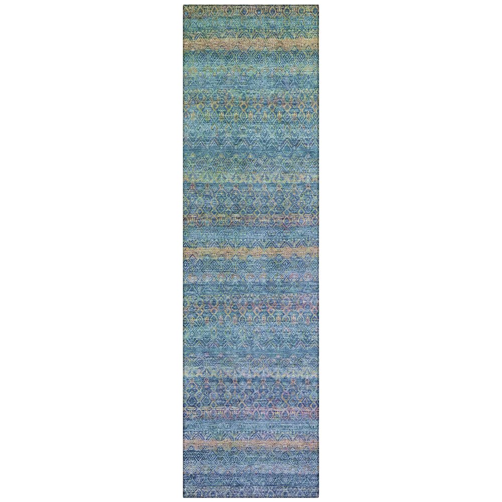 Machine Washable Indoor/Outdoor Chantille ACN2106 Teal 2'3" x 7'6" Runner Rug. Picture 1