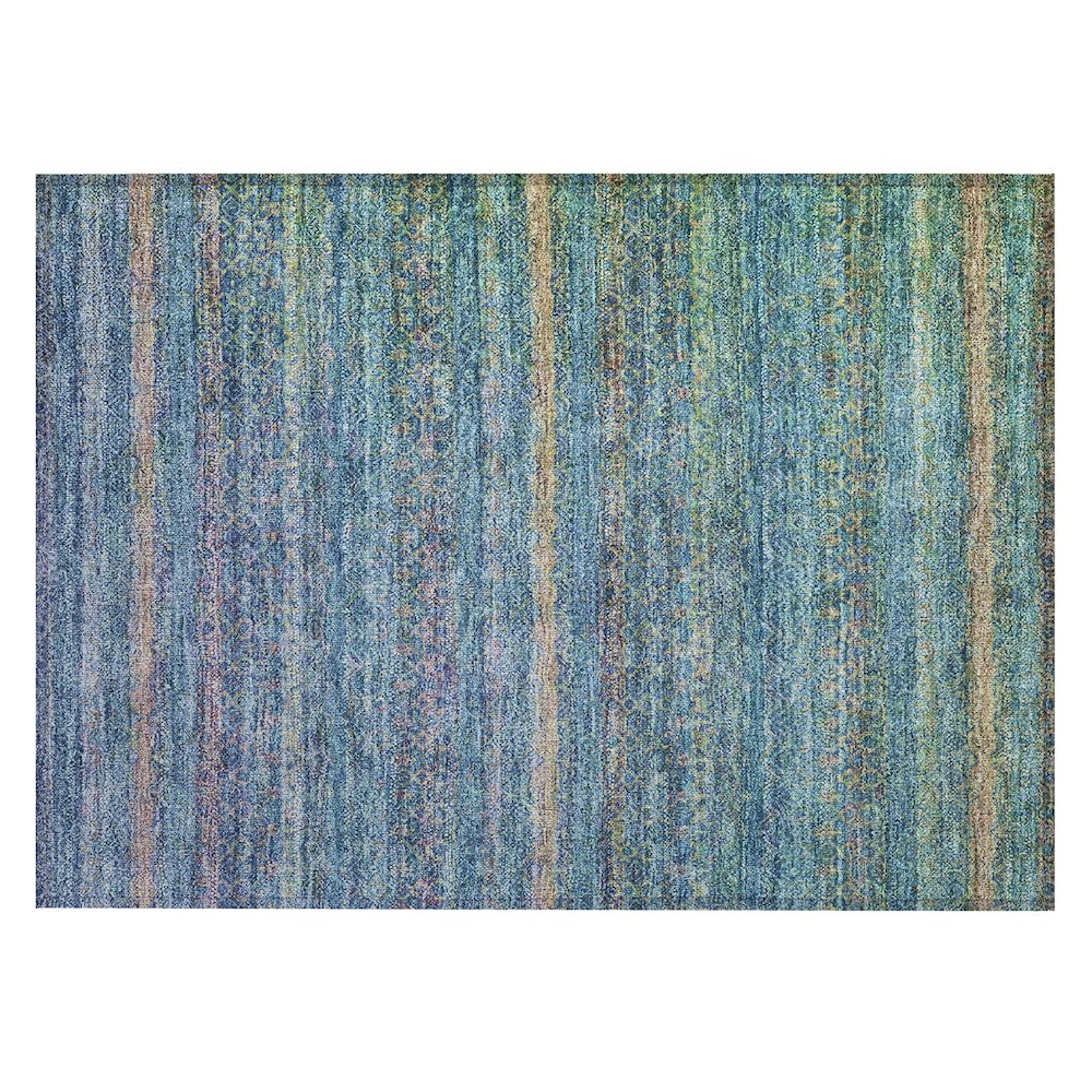 Machine Washable Indoor/Outdoor Chantille ACN2106 Teal 1'8" x 2'6" Rug. Picture 1