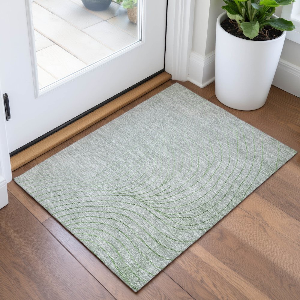 Machine Washable Indoor/Outdoor Chantille ACN2107 Aloe 1'8" x 2'6" Rug. Picture 5