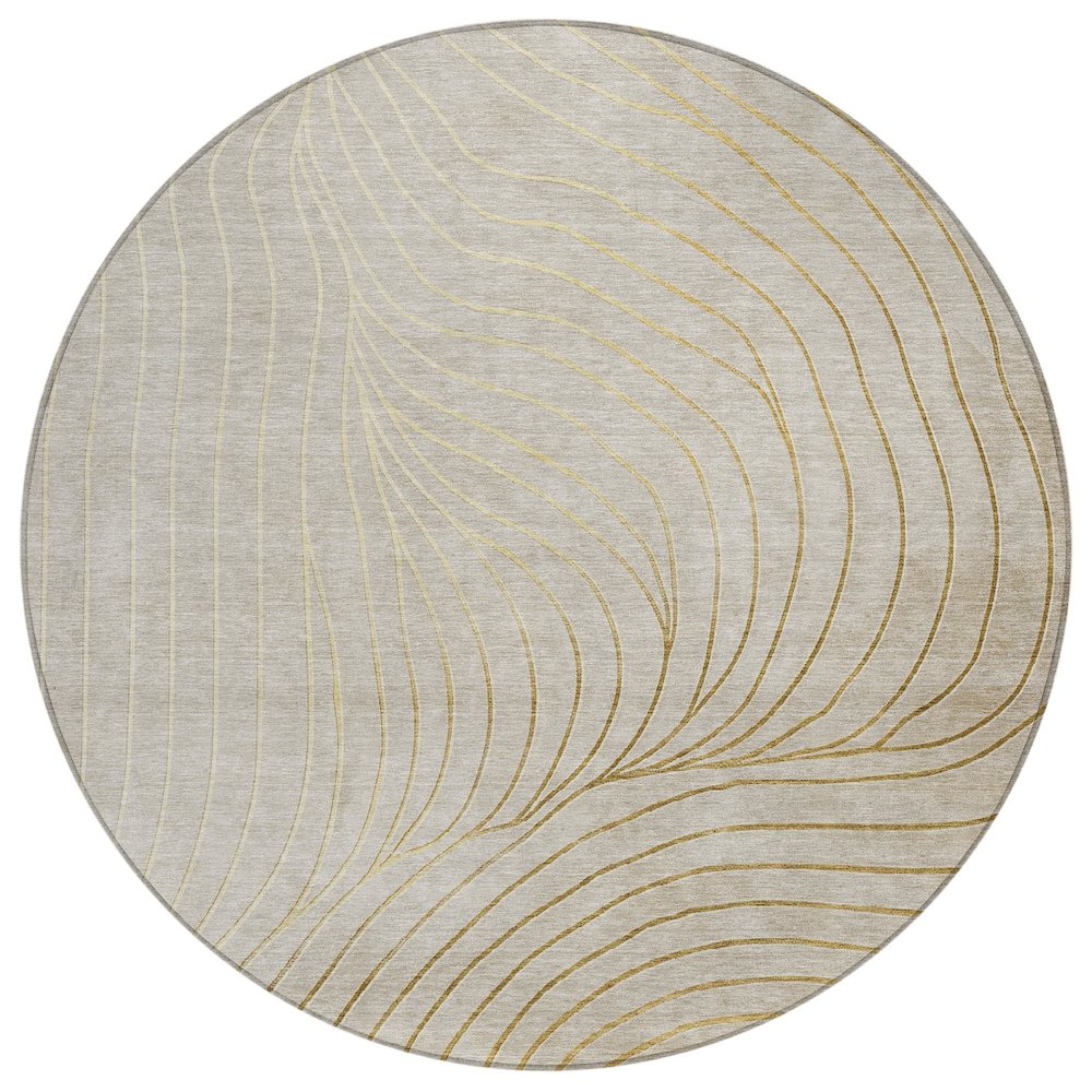 Machine Washable Indoor/Outdoor Chantille ACN2107 Beige 8' x 8' Round Rug. Picture 1