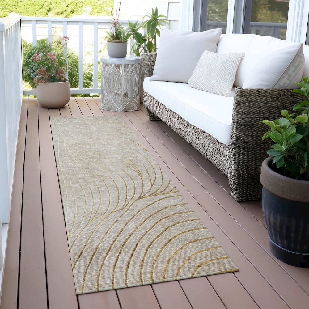 Machine Washable Indoor/Outdoor Chantille ACN2107 Beige 2'3" x 7'6" Runner Rug. Picture 6