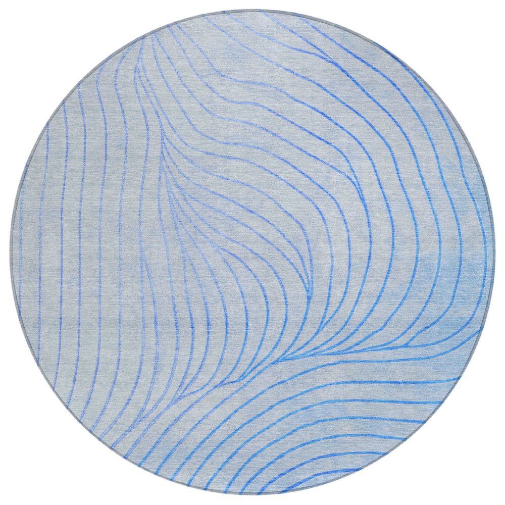 Machine Washable Indoor/Outdoor Chantille ACN2107 Blue 8' x 8' Round Rug. Picture 1