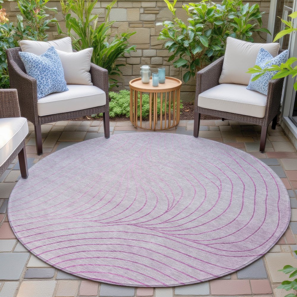 Machine Washable Indoor/Outdoor Chantille ACN2107 Blush 8' x 8' Round Rug. Picture 6