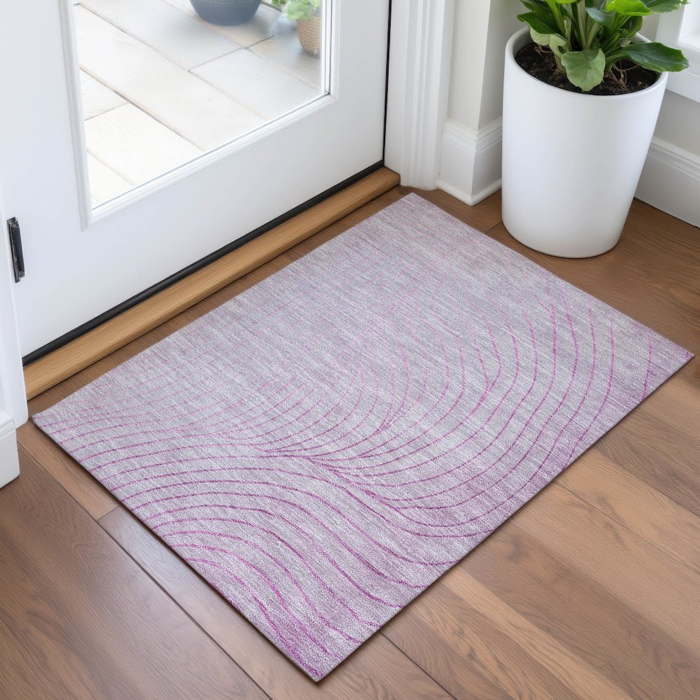 Machine Washable Indoor/Outdoor Chantille ACN2107 Blush 1'8" x 2'6" Rug. Picture 5