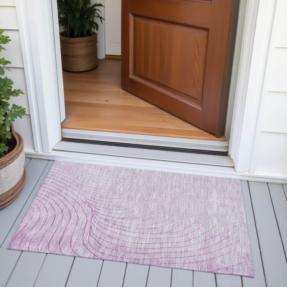 Machine Washable Indoor/Outdoor Chantille ACN2107 Blush 1'8" x 2'6" Rug. Picture 6