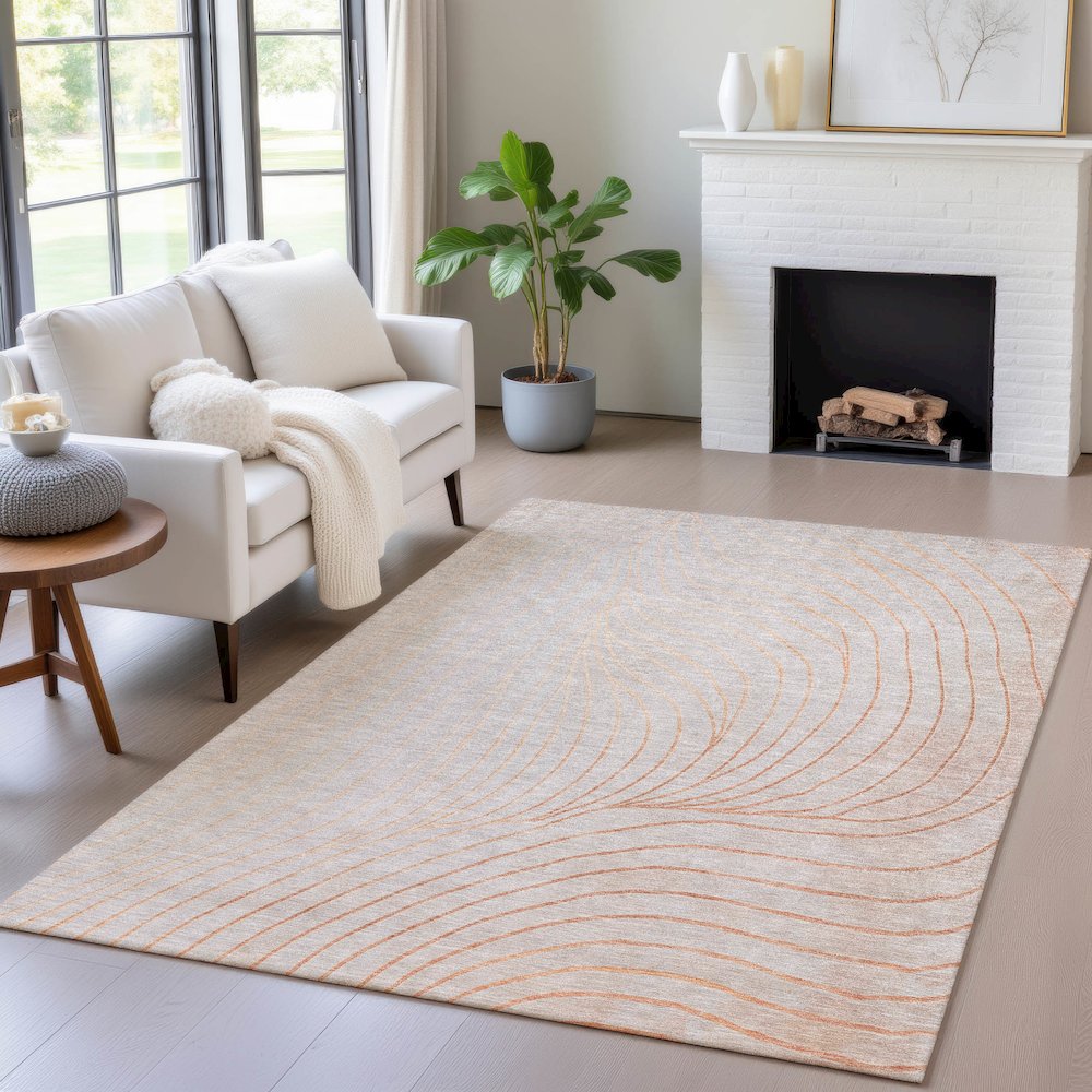 Machine Washable Indoor/Outdoor Chantille ACN2107 Copper 2'6" x 3'10" Rug. Picture 5