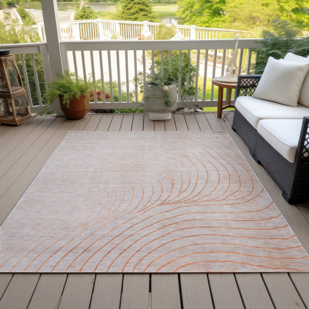 Machine Washable Indoor/Outdoor Chantille ACN2107 Copper 2'6" x 3'10" Rug. Picture 8