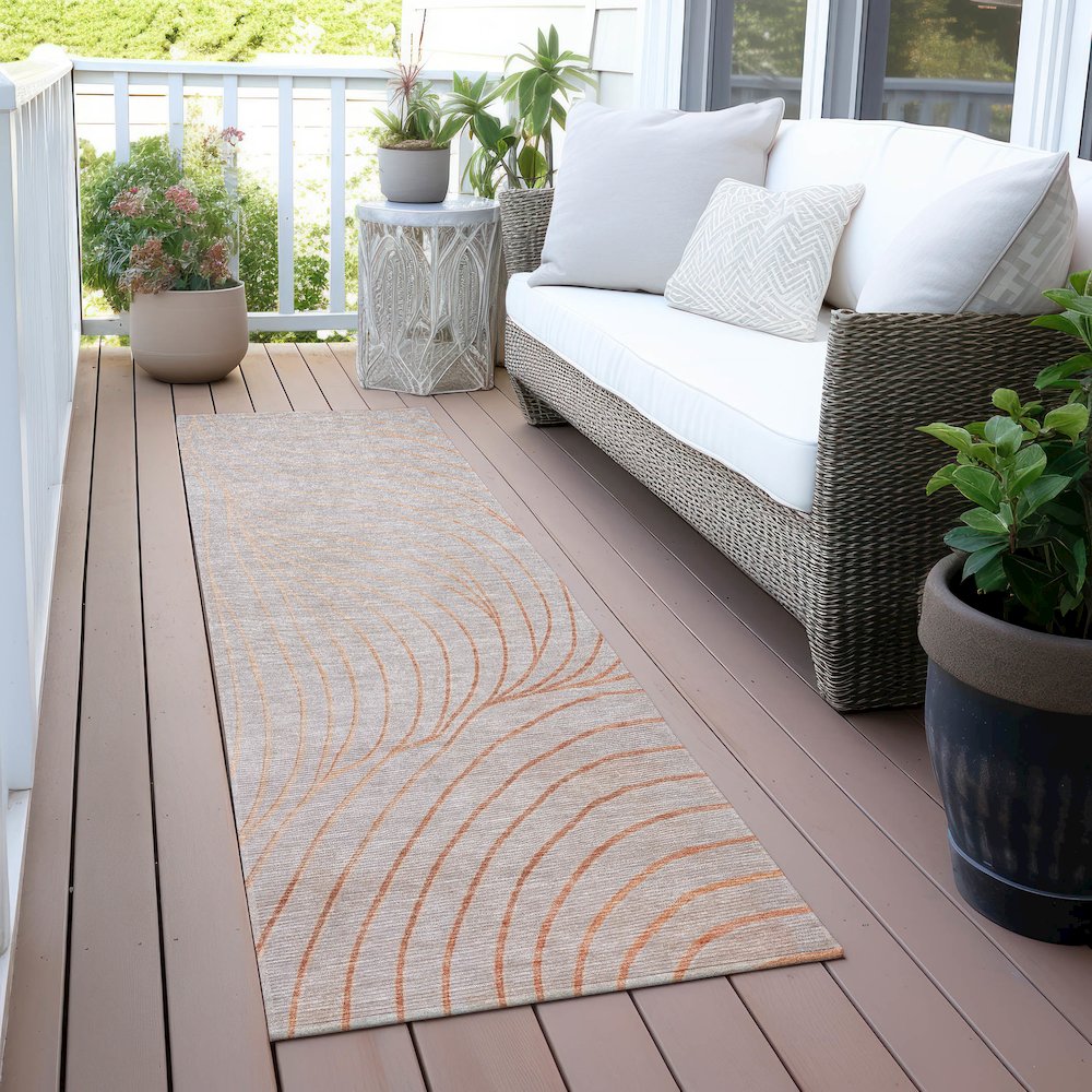 Machine Washable Indoor/Outdoor Chantille ACN2107 Copper 2'3" x 7'6" Runner Rug. Picture 6
