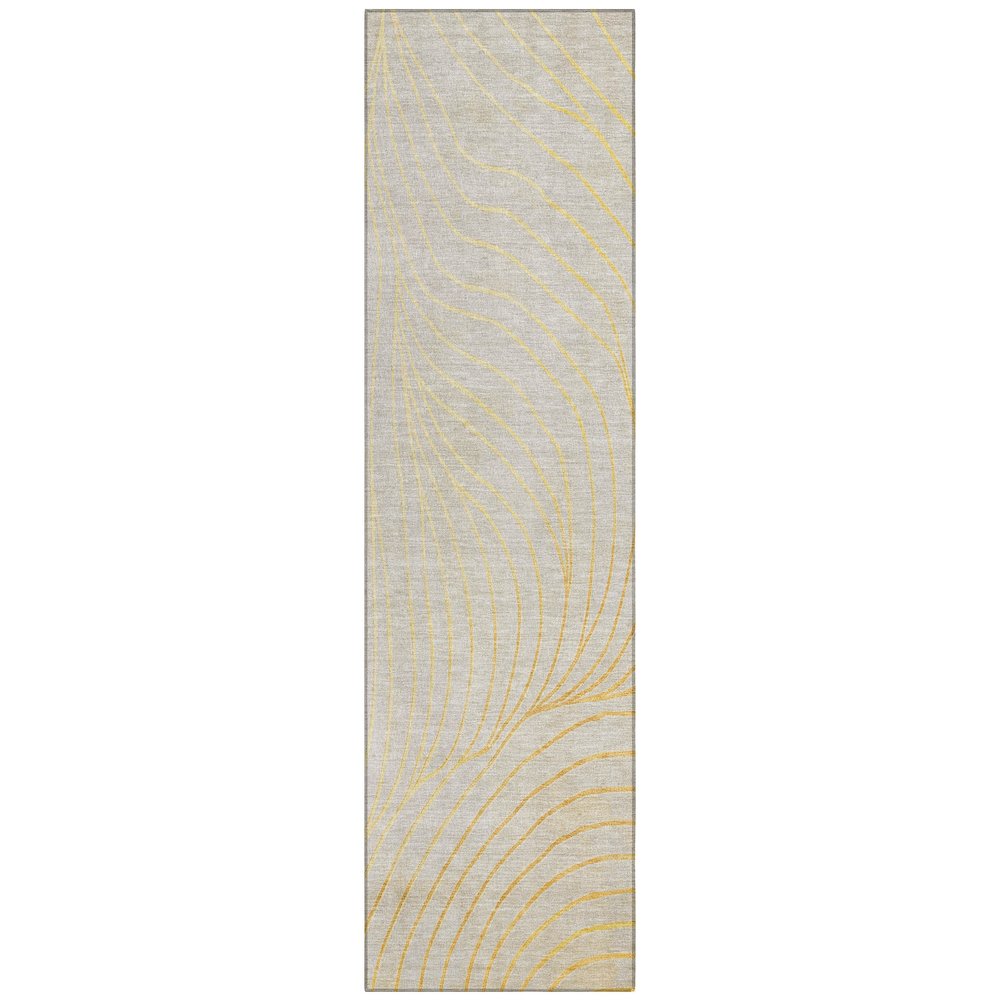 Machine Washable Indoor/Outdoor Chantille ACN2107 Gold 2'3" x 7'6" Runner Rug. Picture 1