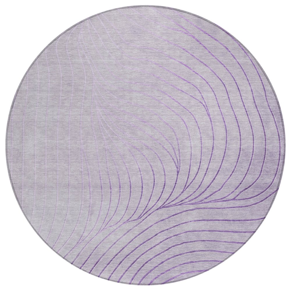 Machine Washable Indoor/Outdoor Chantille ACN2107 Lavender 8' x 8' Round Rug. Picture 1