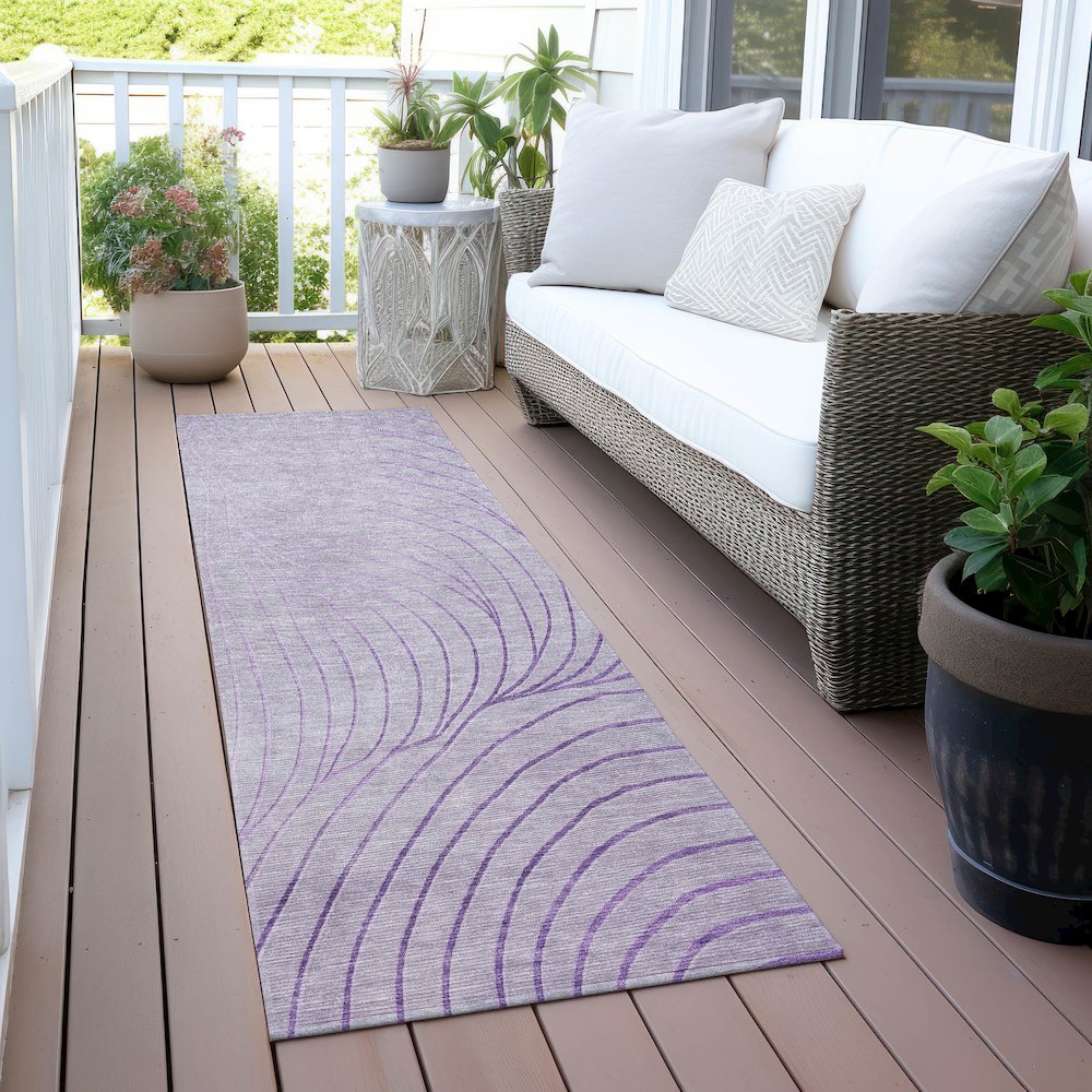Machine Washable Indoor/Outdoor Chantille ACN2107 Lavender 2'3"x7'6" Runner Rug. Picture 6