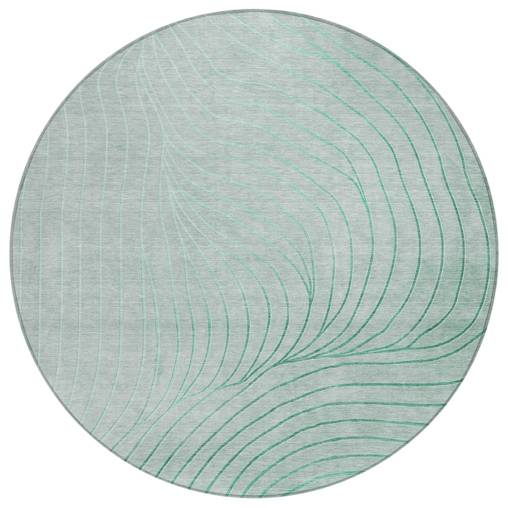 Machine Washable Indoor/Outdoor Chantille ACN2107 Mint 8' x 8' Round Rug. Picture 1
