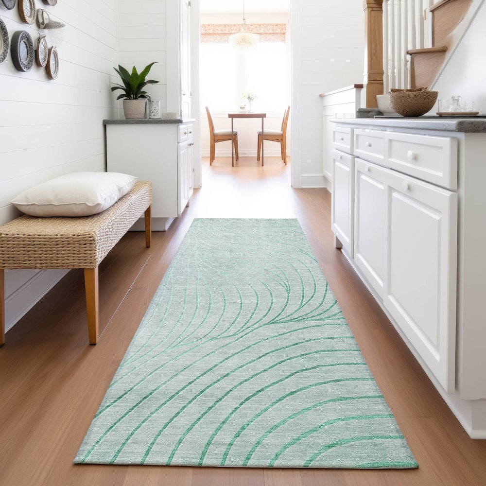 Machine Washable Indoor/Outdoor Chantille ACN2107 Mint 2'3" x 7'6" Runner Rug. Picture 5