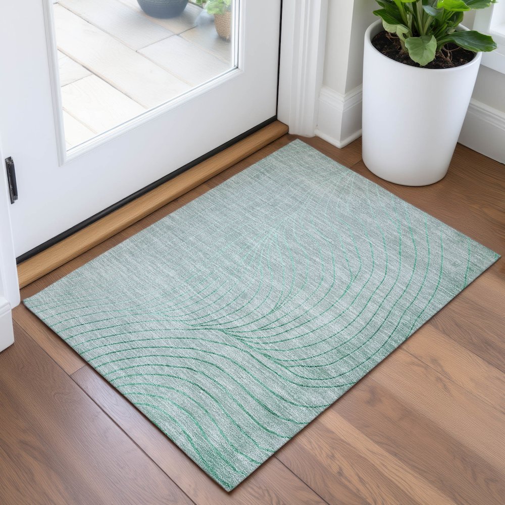 Machine Washable Indoor/Outdoor Chantille ACN2107 Mint 1'8" x 2'6" Rug. Picture 5