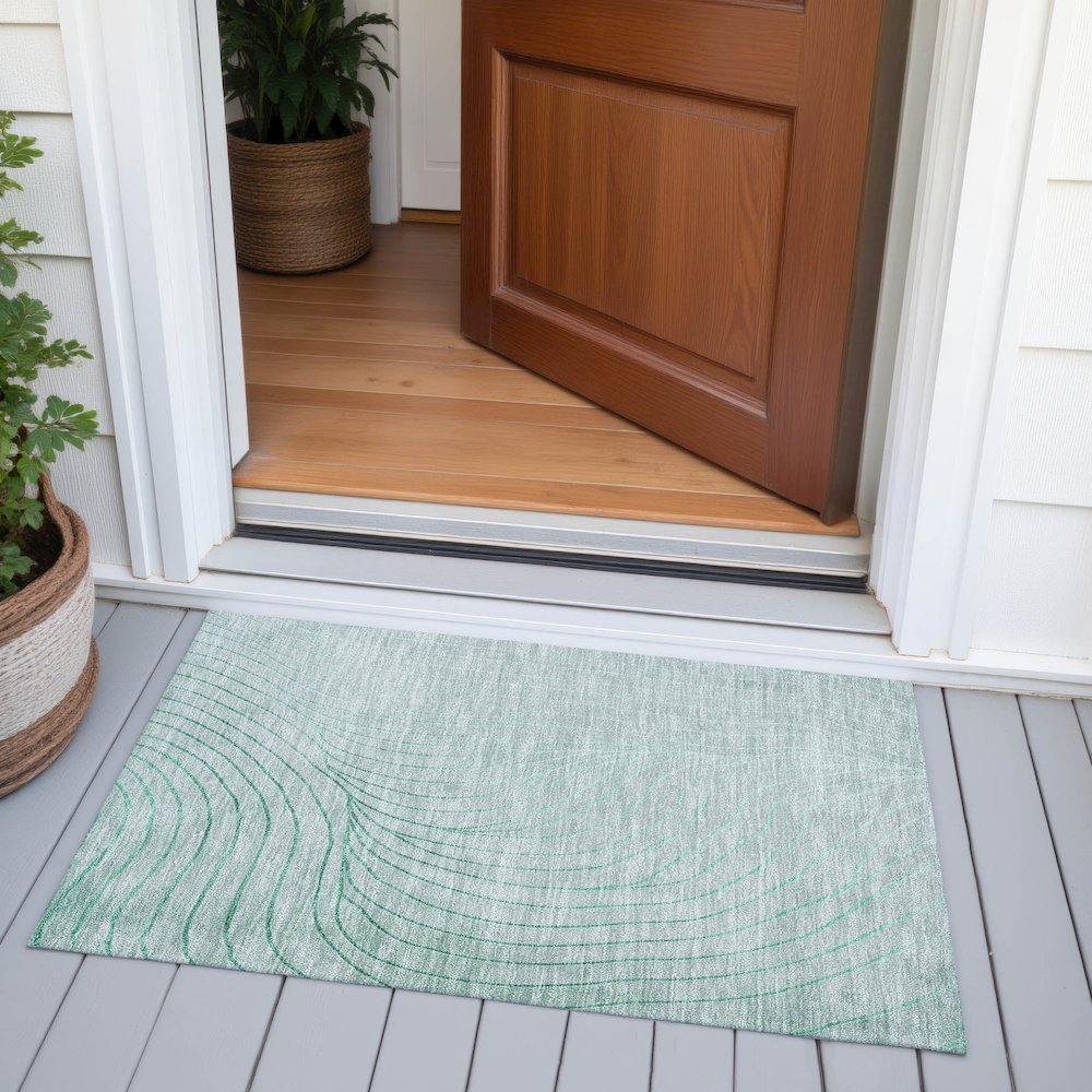 Machine Washable Indoor/Outdoor Chantille ACN2107 Mint 1'8" x 2'6" Rug. Picture 6