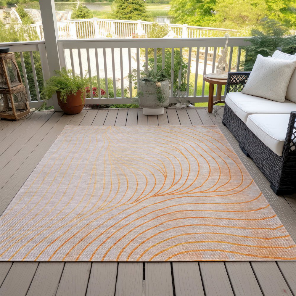Machine Washable Indoor/Outdoor Chantille ACN2107 Orange 2'6" x 3'10" Rug. Picture 8
