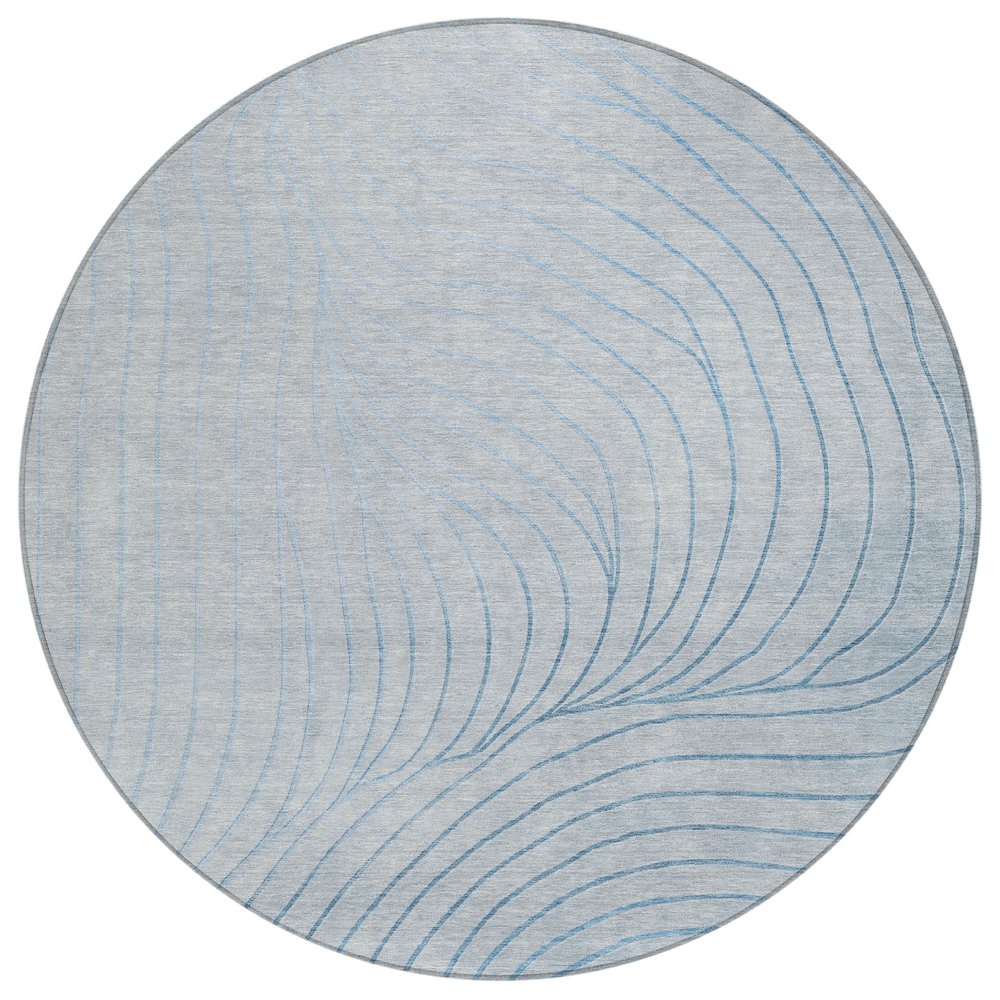 Machine Washable Indoor/Outdoor Chantille ACN2107 Sky 8' x 8' Round Rug. Picture 1
