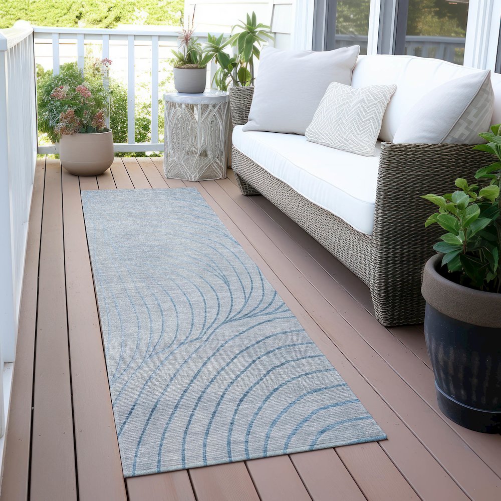 Machine Washable Indoor/Outdoor Chantille ACN2107 Sky 2'3" x 7'6" Runner Rug. Picture 6