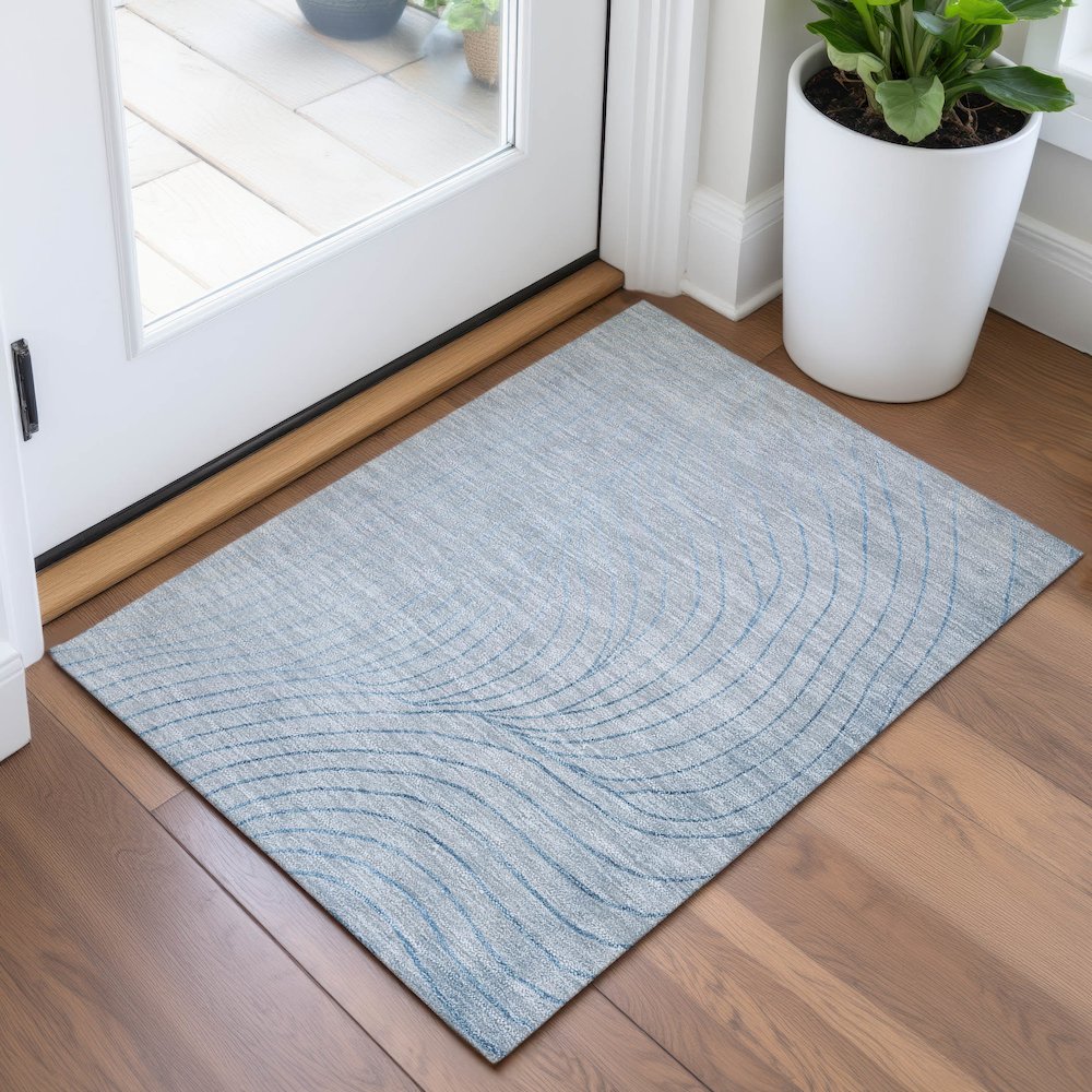 Machine Washable Indoor/Outdoor Chantille ACN2107 Sky 1'8" x 2'6" Rug. Picture 5