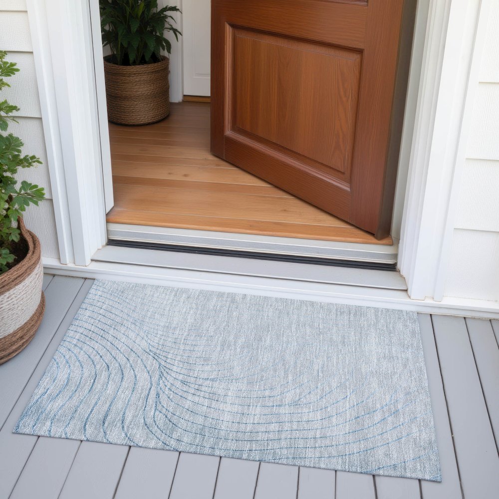 Machine Washable Indoor/Outdoor Chantille ACN2107 Sky 1'8" x 2'6" Rug. Picture 6