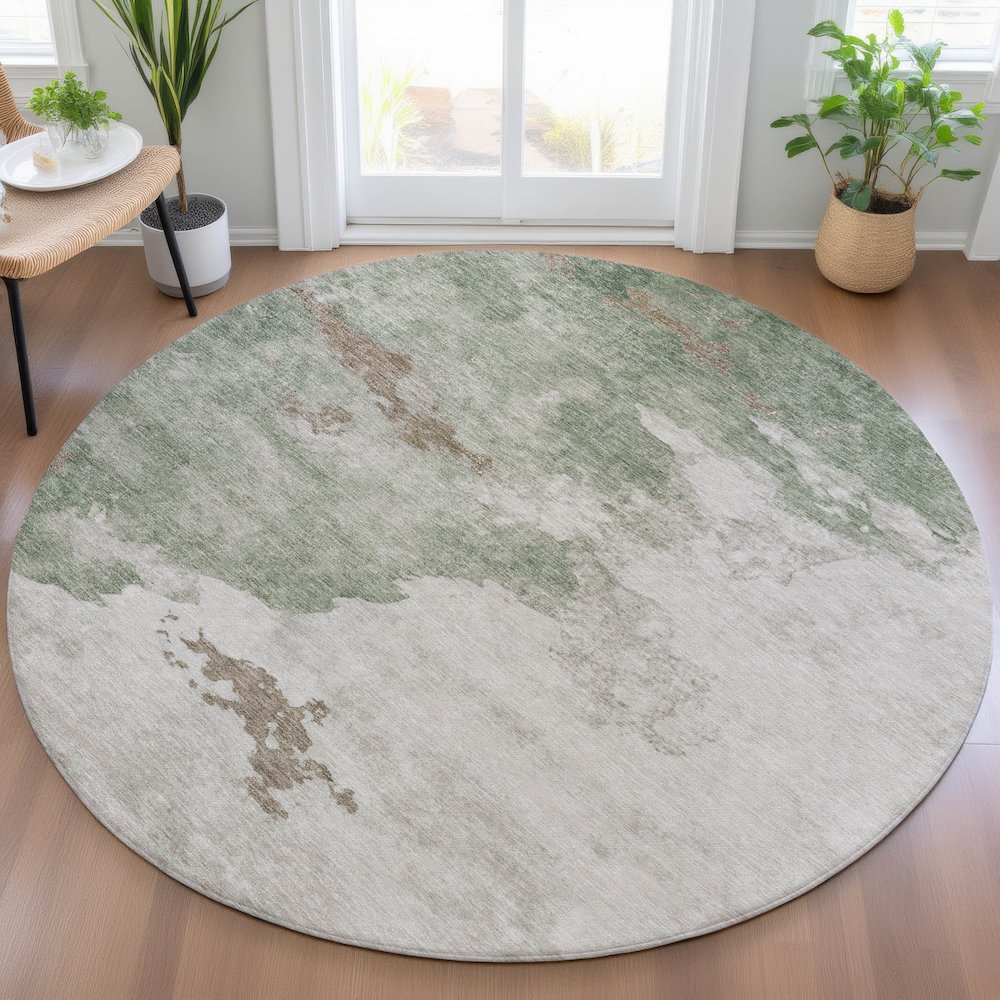 Machine Washable Indoor/Outdoor Chantille ACN2108 Aloe 8' x 8' Round Rug. Picture 5
