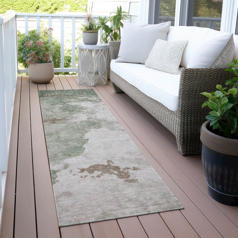 Machine Washable Indoor/Outdoor Chantille ACN2108 Aloe 2'3" x 7'6" Runner Rug. Picture 6