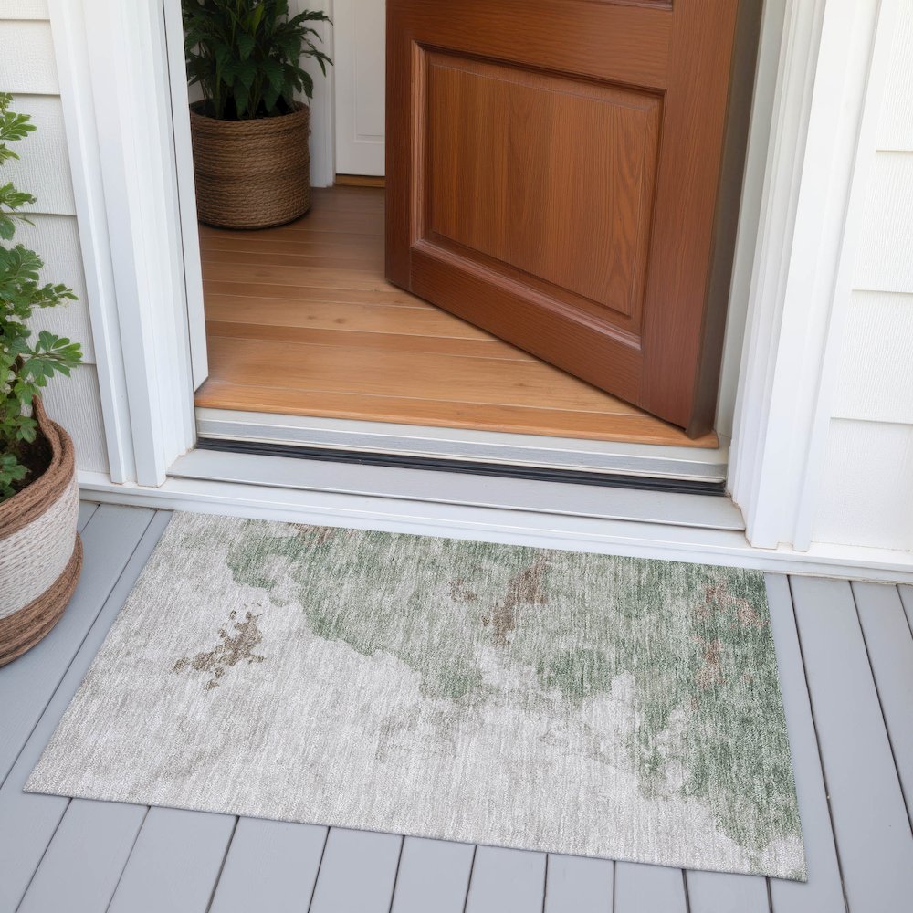 Machine Washable Indoor/Outdoor Chantille ACN2108 Aloe 1'8" x 2'6" Rug. Picture 6