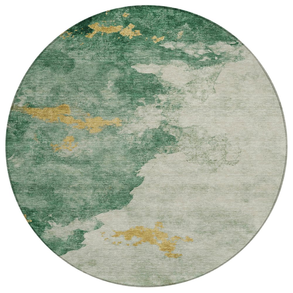 Machine Washable Indoor/Outdoor Chantille ACN2108 Emerald 8' x 8' Round Rug. Picture 1
